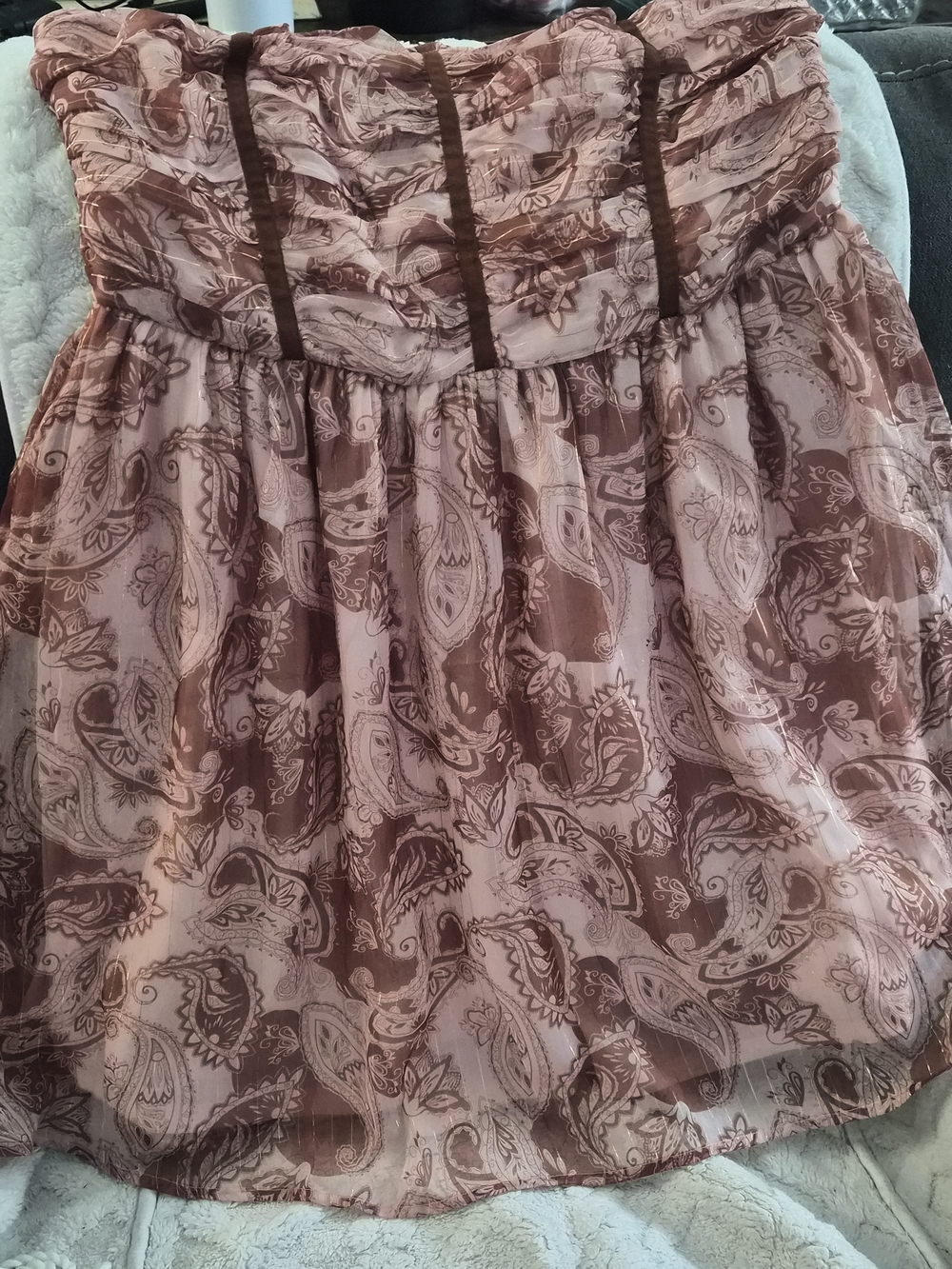 VENUS Mauve Paisley Strapless Mini Dress
